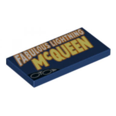 dark blue tile 2 x 4 with fabulous lightning mcqueen and exhaust pipes in left corner pattern