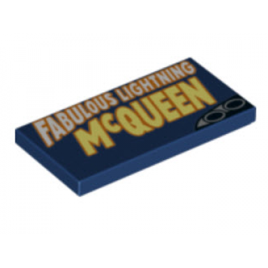 dark blue tile 2 x 4 with fabulous lightning mcqueen and exhaust pipes in right corner pattern
