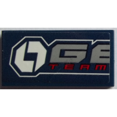 dark blue tile 2 x 4 with ge and team pattern sticker - set 60151
