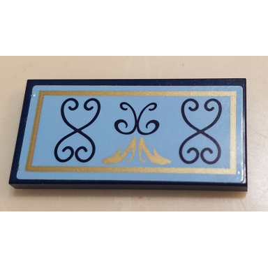 dark blue tile 2 x 4 with gold outline shoes on high heels black and ornaments pattern sticker - set 41154