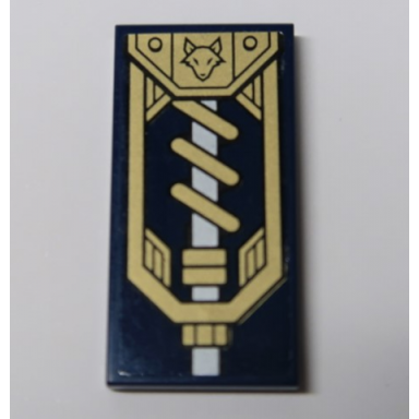 dark blue tile 2 x 4 with nexo knight fox and coil spring pattern sticker - set 72005