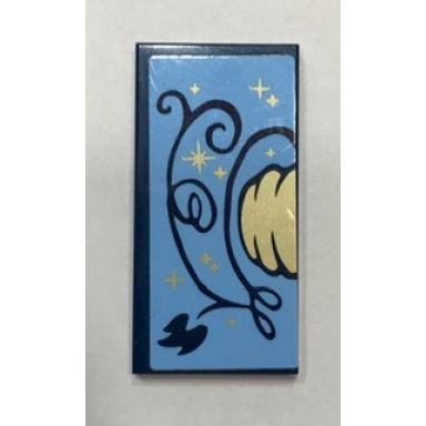 dark blue tile 2 x 4 with gold pumpkin dark blue vines and leaf pattern model left side sticker - set 41154