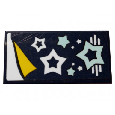 dark blue tile 2 x 4 with dark blue sleeping bag with stars pattern sticker - set 41328