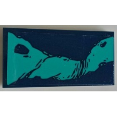 dark blue tile 2 x 4 with dark turquoise splotches pattern model right side sticker - set 76101