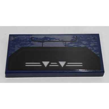 dark blue tile 2 x 4 with hull plate with white lines and triangles pattern sticker - set 76153