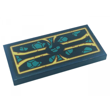 dark blue tile 2 x 4 with dark turquoise patches gold scrollwork and reddish brown rust pattern sticker - set 71755