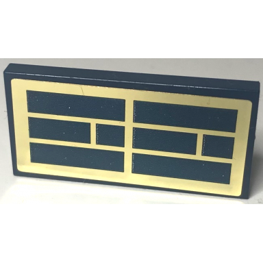 dark blue tile 2 x 4 with gold solar panel pattern sticker - set 60350