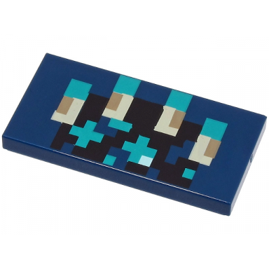 dark blue tile 2 x 4 with pixelated black dark turquoise tan and dark tan lines and shapes pattern minecraft warden chest