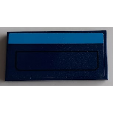 dark blue tile 2 x 4 with dark azure stripe and black hatch outline pattern sticker - set 60196