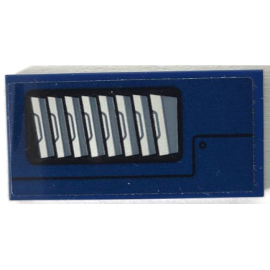 dark blue tile 2 x 4 with dark bluish gray and silver air vent black rivet and panel outline pattern model left side sticker - set 75940