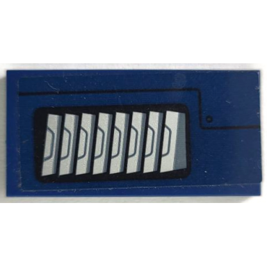 dark blue tile 2 x 4 with dark bluish gray and silver air vent black rivet and panel outline pattern model right side sticker - set 75940