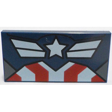 dark blue tile 2 x 4 with star red and white stripes and dark bluish gray triangles pattern brickheadz captain america torso