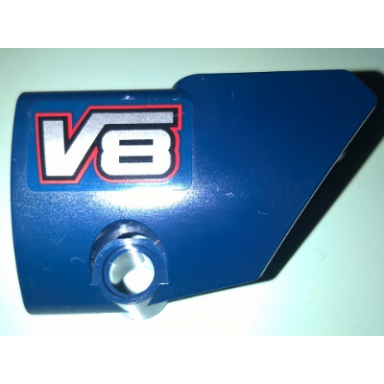 dark blue technic panel fairing 2 small smooth short side b with v8 pattern sticker - set 41999