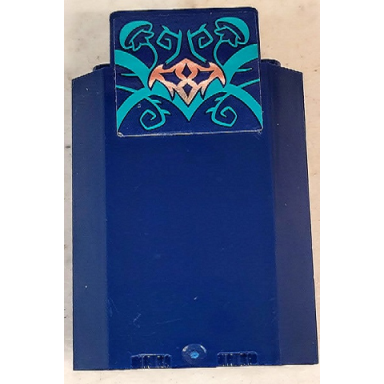 dark blue panel 3 x 3 x 6 corner wall without bottom indentations with dark turquoise and silver elves scrollwork pattern sticker - set 41194