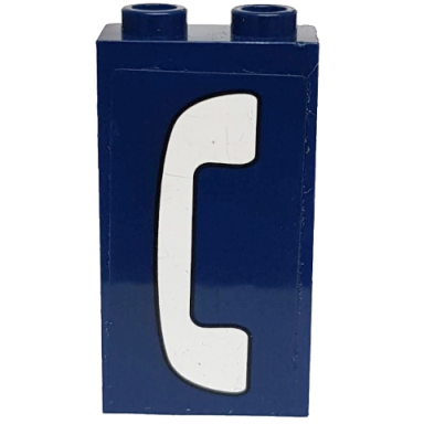 dark blue panel 1 x 2 x 3 with side supports - hollow studs with white phone pattern model left side sticker - set 71016