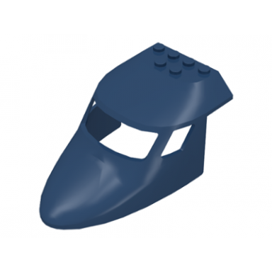 dark blue aircraft fuselage forward top curved 6 x 10 x 4 with 3 window panes