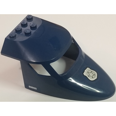 dark blue aircraft fuselage forward top curved 6 x 10 x 4 with 3 window panes with silver badge on front and 60009 pattern on both sides stickers - set 60009