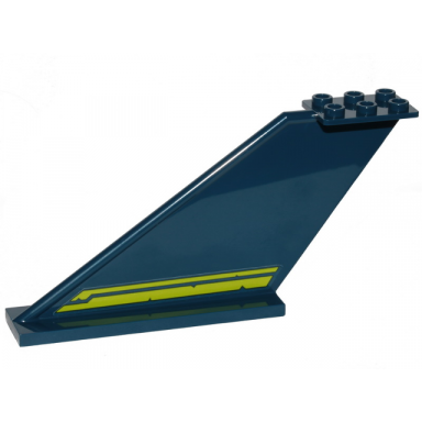 dark blue tail 12 x 2 x 5 with two lime stripes with cut out edges pattern model left side sticker - set 70839