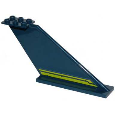 dark blue tail 12 x 2 x 5 with two lime stripes with cut out edges pattern model right side sticker - set 70839