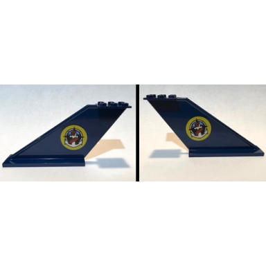 dark blue tail 12 x 2 x 5 with deep sea logo with silver anchor and red tentacle on yellow circle pattern on both sides stickers - set 60096