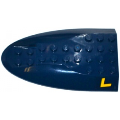 dark blue aircraft fuselage aft section curved top 6 x 10 with yellow l pattern on left side sticker - set 76032