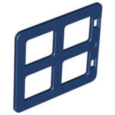 dark blue duplo door window pane 1 x 4 x 3 with 4 same size panes square corners