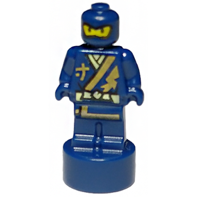 dark blue minifigure utensil statuette trophy with ninjago jay with gold and bright light yellow robe and ninjago logogram letter j pattern