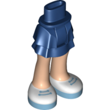 dark blue mini doll hips and skirt layered light nougat legs and white shoes with medium azure laces and soles pattern - thick hinge