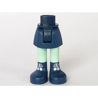 dark blue mini doll hips and skirt sand green legs and dark blue boots with white laces pattern - thick hinge