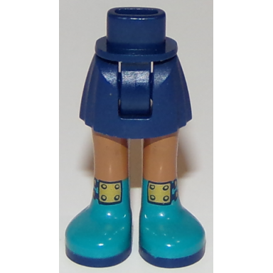 dark blue mini doll hips and skirt medium nougat legs and dark turquoise boots with gold buckles pattern - thick hinge