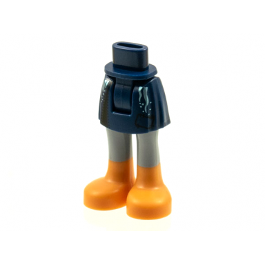 dark blue mini doll hips and skirt silver trim light bluish gray legs and nougat boots pattern - thick hinge