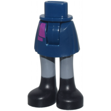 dark blue mini doll hips and skirt magenta scarf ends dark bluish gray legs and black boots pattern - thick hinge