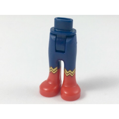 dark blue mini doll hips and trousers with back pockets with red boots and gold ww pattern - thick hinge