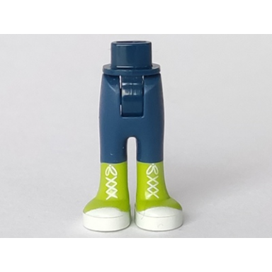 dark blue mini doll hips and trousers with back pockets with lime boots with white laces soles and toe caps pattern - thick hinge