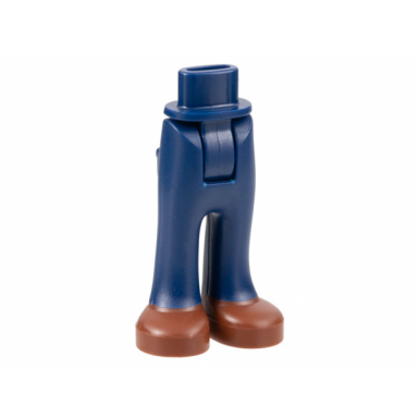 dark blue mini doll hips and trousers with back pockets with reddish brown shoes pattern - thick hinge