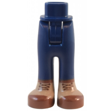 dark blue mini doll hips and trousers with back pockets with dark tan and reddish brown boots with laces pattern - thick hinge