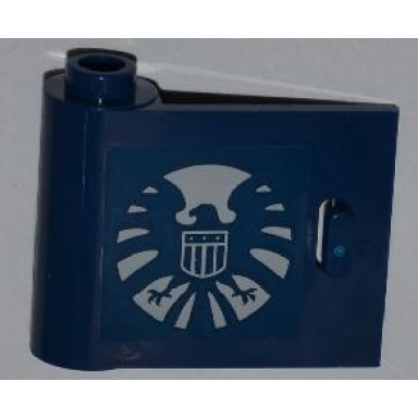 dark blue door 1 x 3 x 2 left - open between top and bottom hinge with shield logo pattern sticker - set 6867