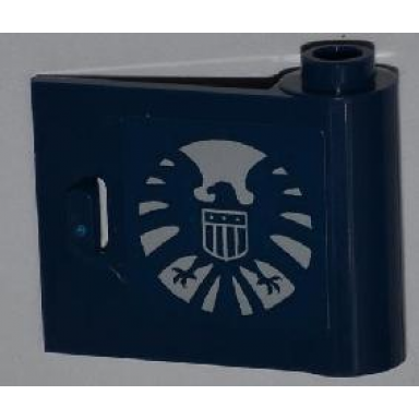 dark blue door 1 x 3 x 2 right - open between top and bottom hinge with shield logo pattern sticker - set 6867