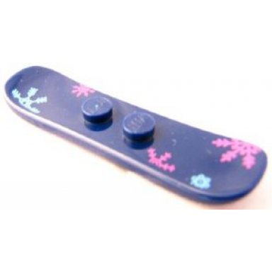 dark blue minifigure utensil snowboard small with medium blue and dark pink snowflakes pattern