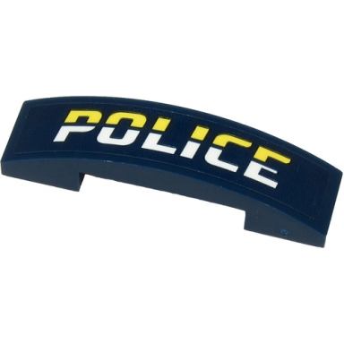 dark blue slope curved 4 x 1 x 2 3 double with bright light yellow and white police on dark blue background pattern sticker - set 60274