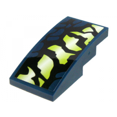 dark blue slope curved 4 x 2 with yellowish green and black scales pattern model left side sticker - set 70736