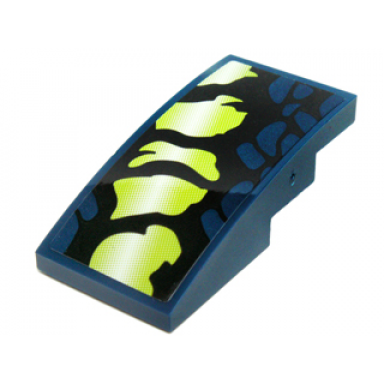 dark blue slope curved 4 x 2 with yellowish green and black scales pattern model right side sticker - set 70736