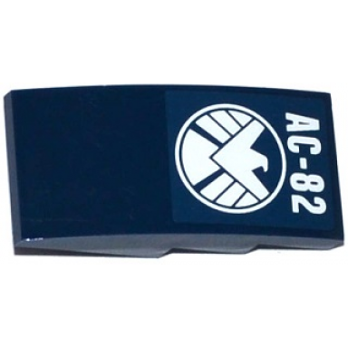 dark blue slope curved 4 x 2 with ac-82 and shield logo pattern sticker - set 76036