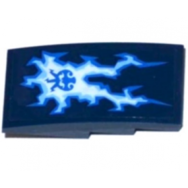 dark blue slope curved 4 x 2 with lightning and ninjago power emblem pattern sticker - set 70602