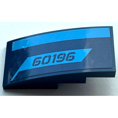 dark blue slope curved 4 x 2 with 60196 and dark azure stripes pattern model left side sticker - set 60196