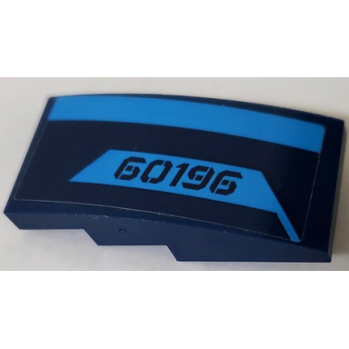 dark blue slope curved 4 x 2 with 60196 and dark azure stripes pattern model right side sticker - set 60196