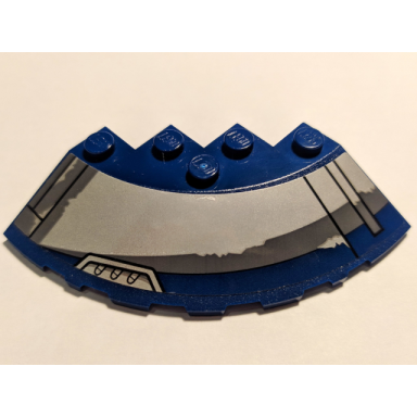 dark blue brick round corner 6 x 6 with slope 33 edge facet cutout with black lines and vents pattern model left side sticker - set 75199