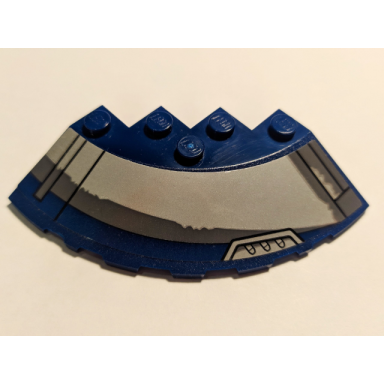dark blue brick round corner 6 x 6 with slope 33 edge facet cutout with black lines and vents pattern model right side sticker - set 75199