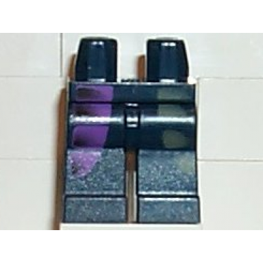 hips and legs with faded dark gray and purple curved panels pattern