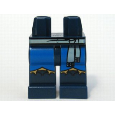dark blue hips and legs with blue and gold trim and white sash pattern